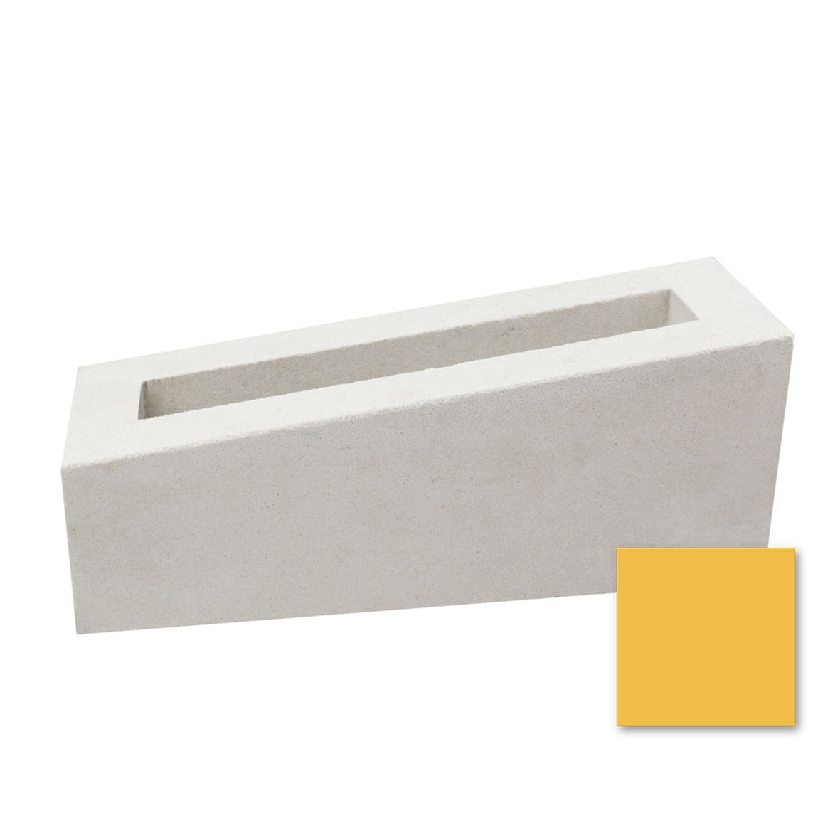 Corsi Sample by New York Cement Tile: a light yellow, slanted rectangular planter inspired by mid-century breeze blocks.