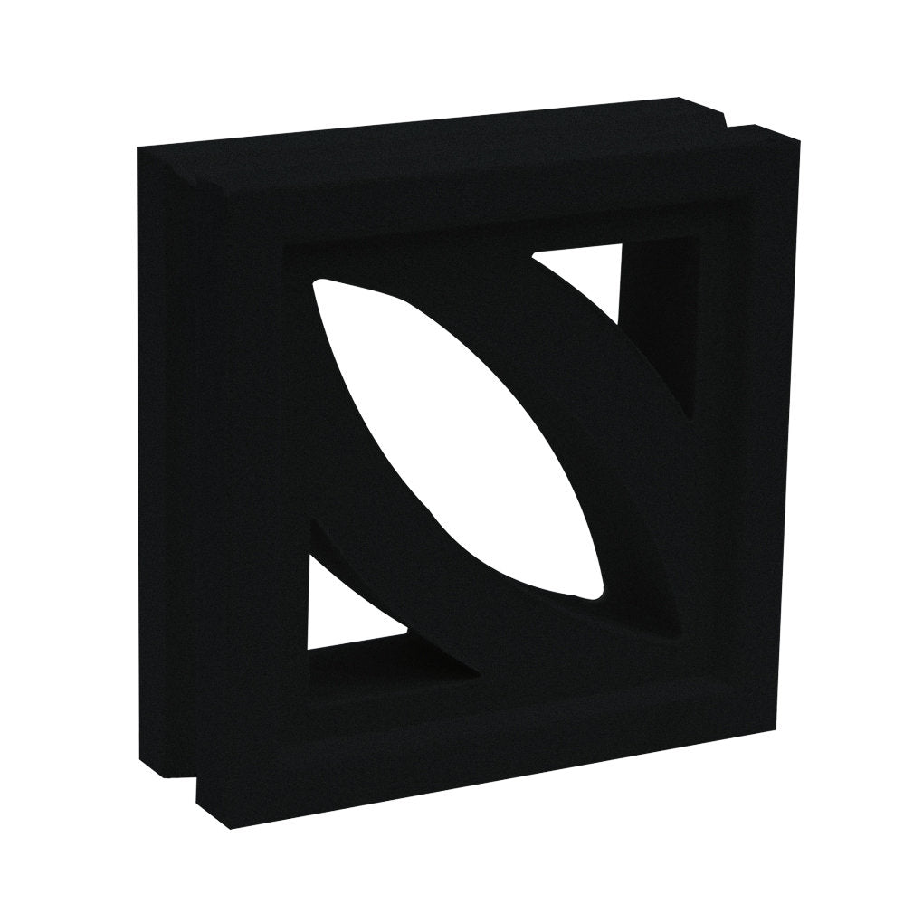 The Cozumel - NBB-011 Extra Sample by New York Cement Tile is a black, square block with a stylish leaf-like cutout.
