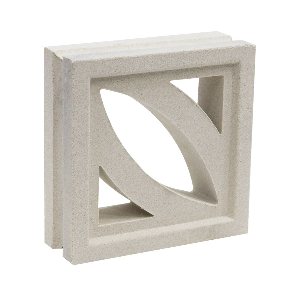Coz by New York Cement Tile: a square breeze block with geometric cut-outs, smooth light gray, ideal for modern partitions.