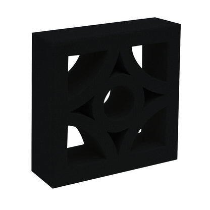 The Curacao - NBB-020, Extra Sample by New York Cement Tile is a black, square breeze block with a circular cutout and curves.