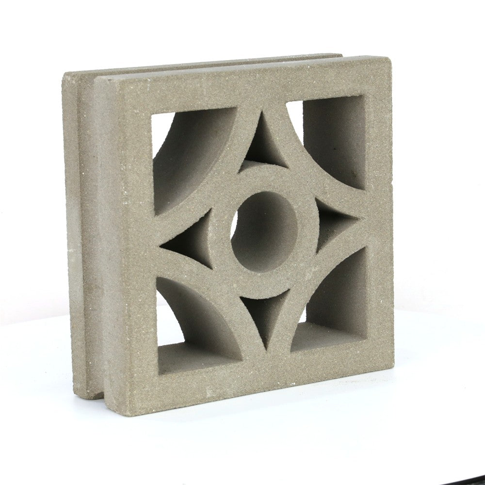 The Cura Sample by New York Cement Tile is a geometric breeze block ideal for stylish partitions or privacy screens.