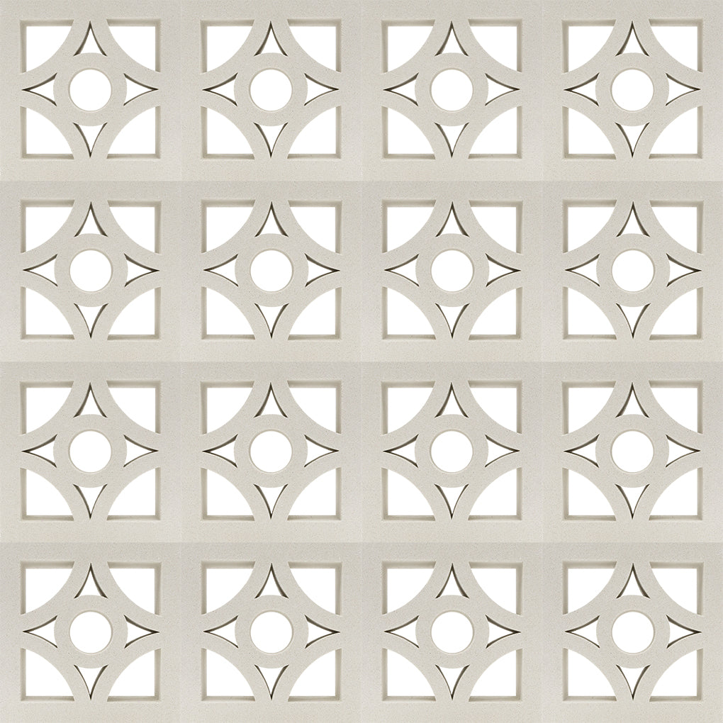 The Cura Sample by New York Cement Tile features a repeating geometric pattern on a light beige background.