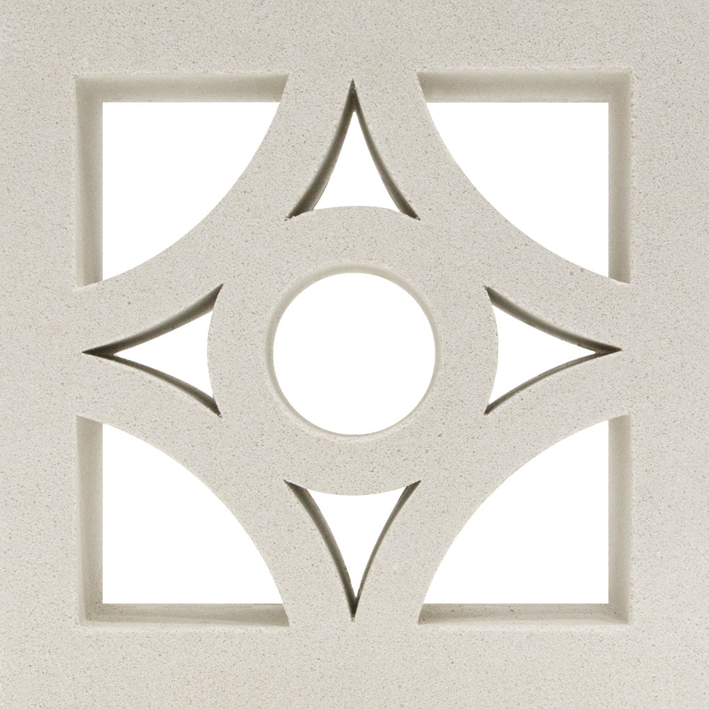 The Curacao - NBB-020 by New York Cement Tile is ideal for breeze blocks or privacy screens with its unique central circle design.