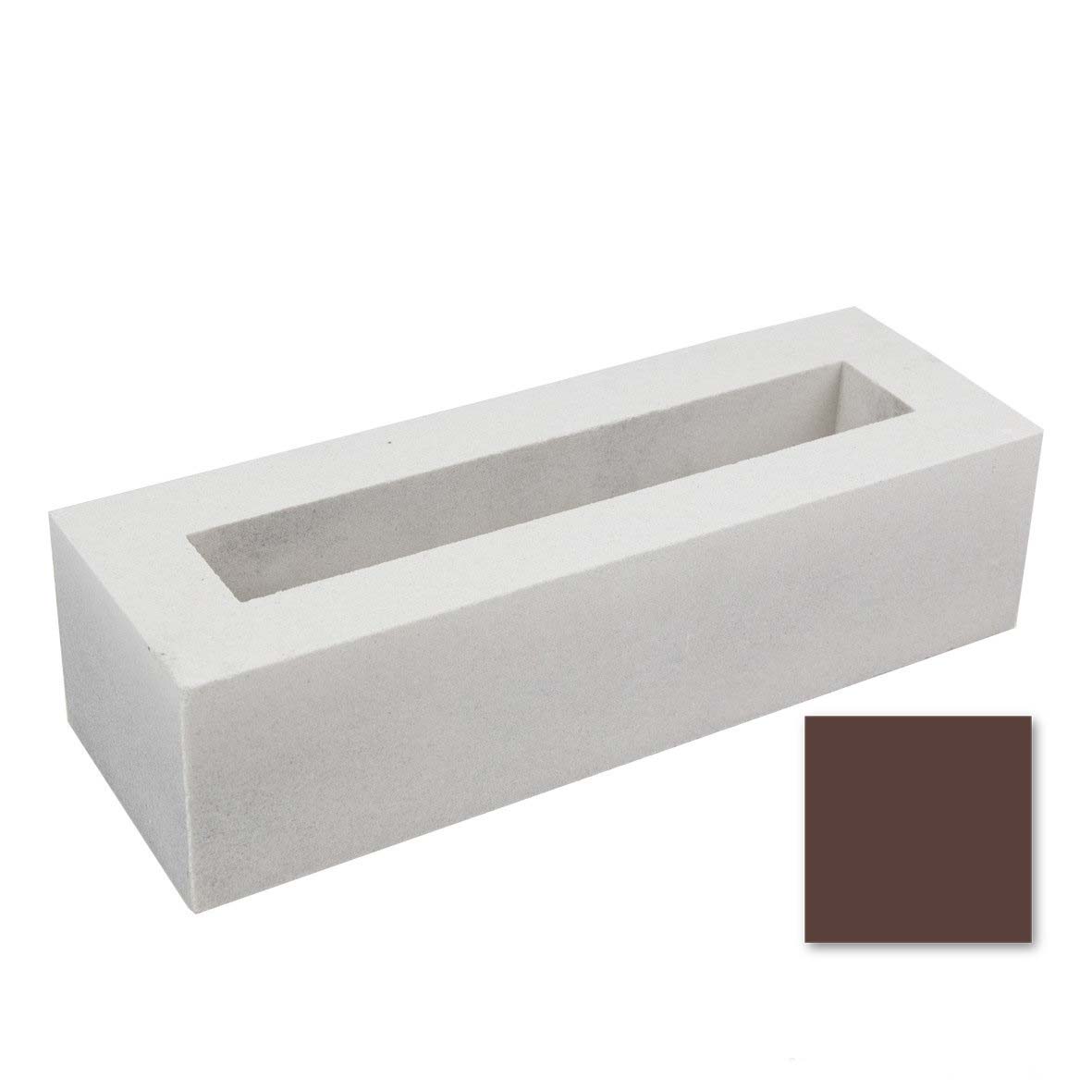 The Elb Sample by New York Cement Tile is a rectangular white planter box with a brown swatch, ideal for décor.