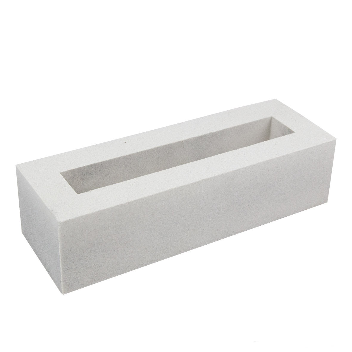 Elba, Extra Sample by New York Cement Tile: a white rectangular hollow screen block with sharp edges, shown angled.