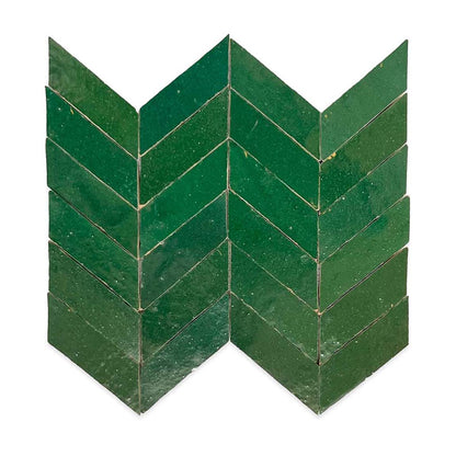 Forest Green Chevron Mosaic Mat