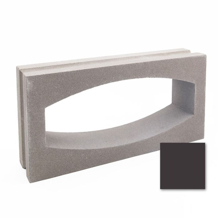 Gili Rectangular, Extra Sample by New York Cement Tile: concrete block with a curved oval cutout and dark gray swatch.