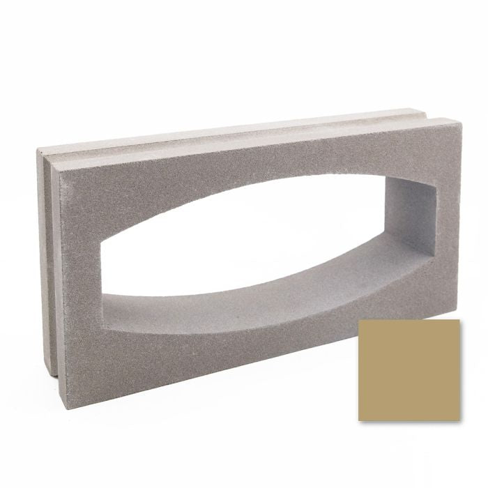 The Gili Rectangular, Sample by New York Cement Tile is a taupe block with a large central curve and matching color swatch.