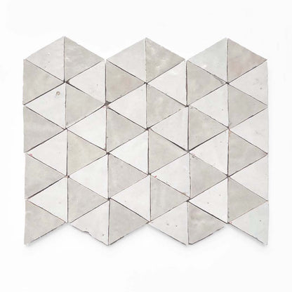 GLAZED ZELLIGE MOSAIC MAT TRIANGLES - Pearl Grey