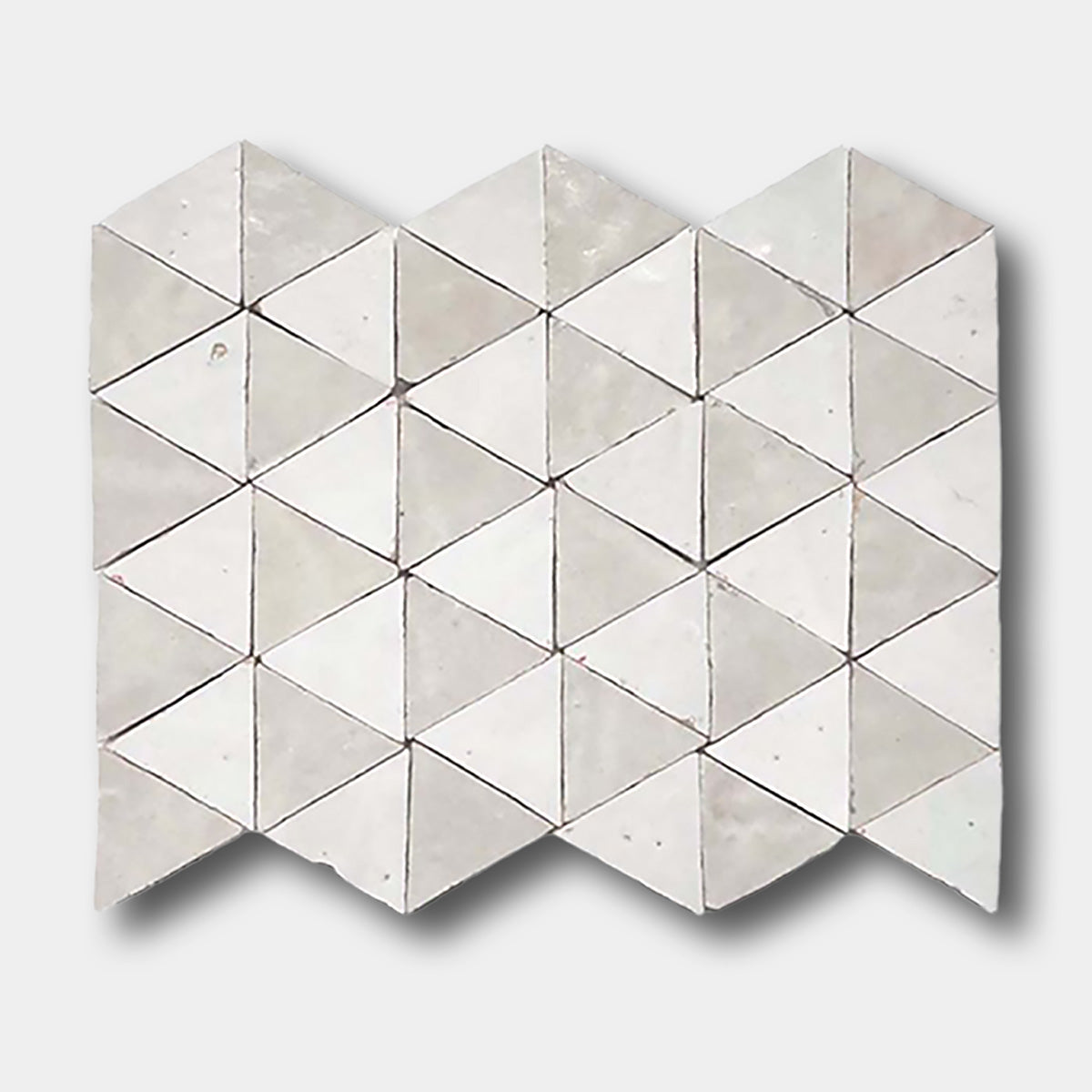GLAZED ZELLIGE MOSAIC MAT TRIANGLES - Pearl Grey