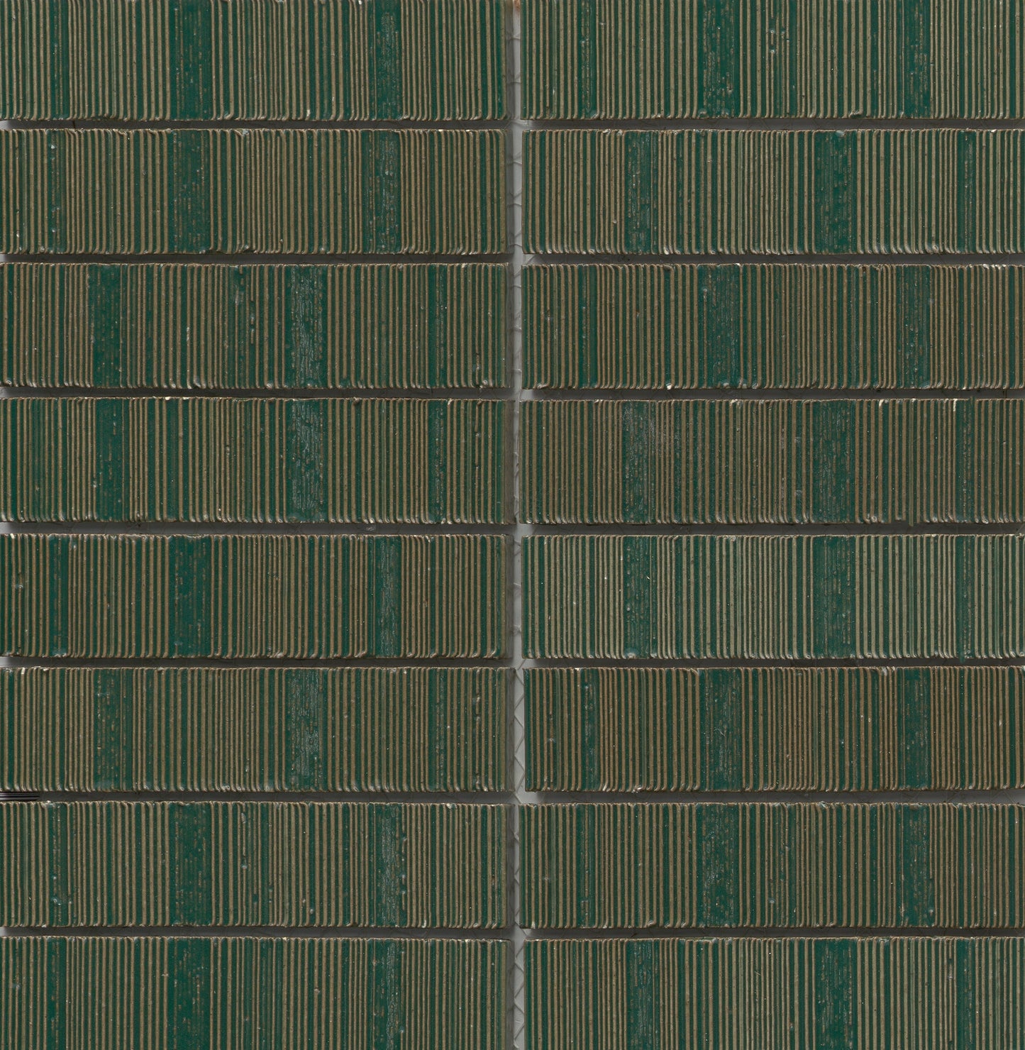 Aerial view of Green - Newtro - Sample tiles by New York Cement Tile, with geometric rows split by a central path.
