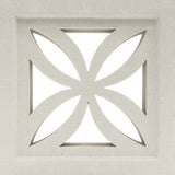 Beeza Sample by New York Cement Tile: White breeze block with a flower cutout, ideal for mid-century modern partitions.