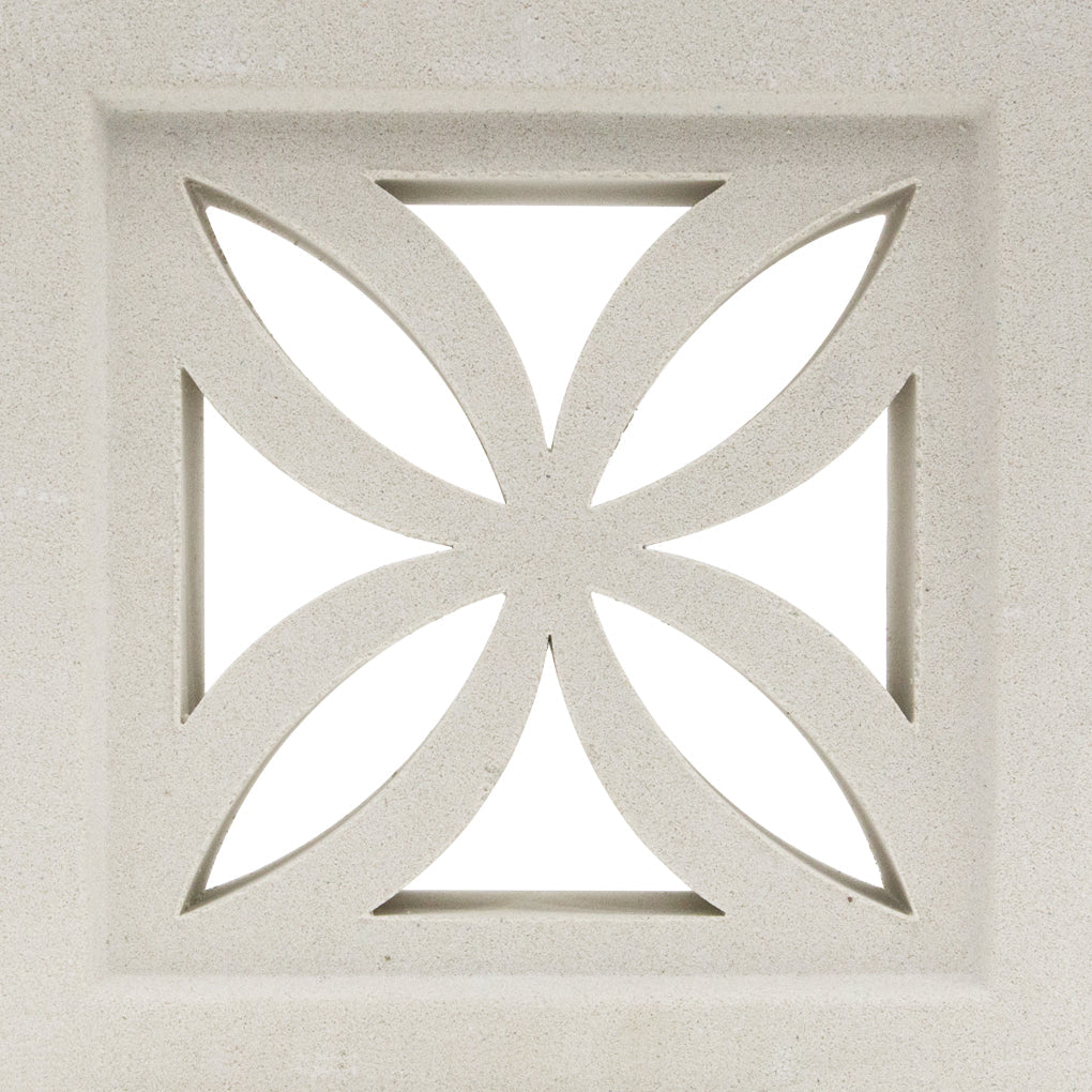 The Ibiza - NBB-001 Extra Sample by New York Cement Tile: beige breeze block with geometric cutout for decorative partitions.
