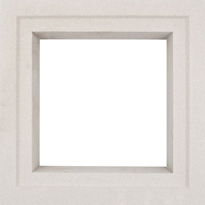 The Large Aruba, Extra Sample by New York Cement Tile is a square, light frame with deep beveled edges and a white center.