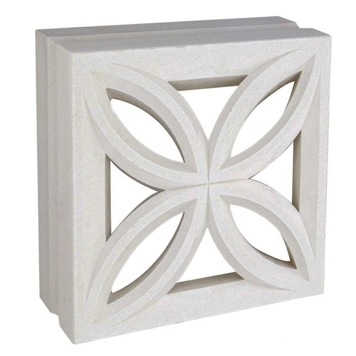 Large Beveled by New York Cement Tile: square white cement tile with a symmetrical, petal-like geometric cutout.