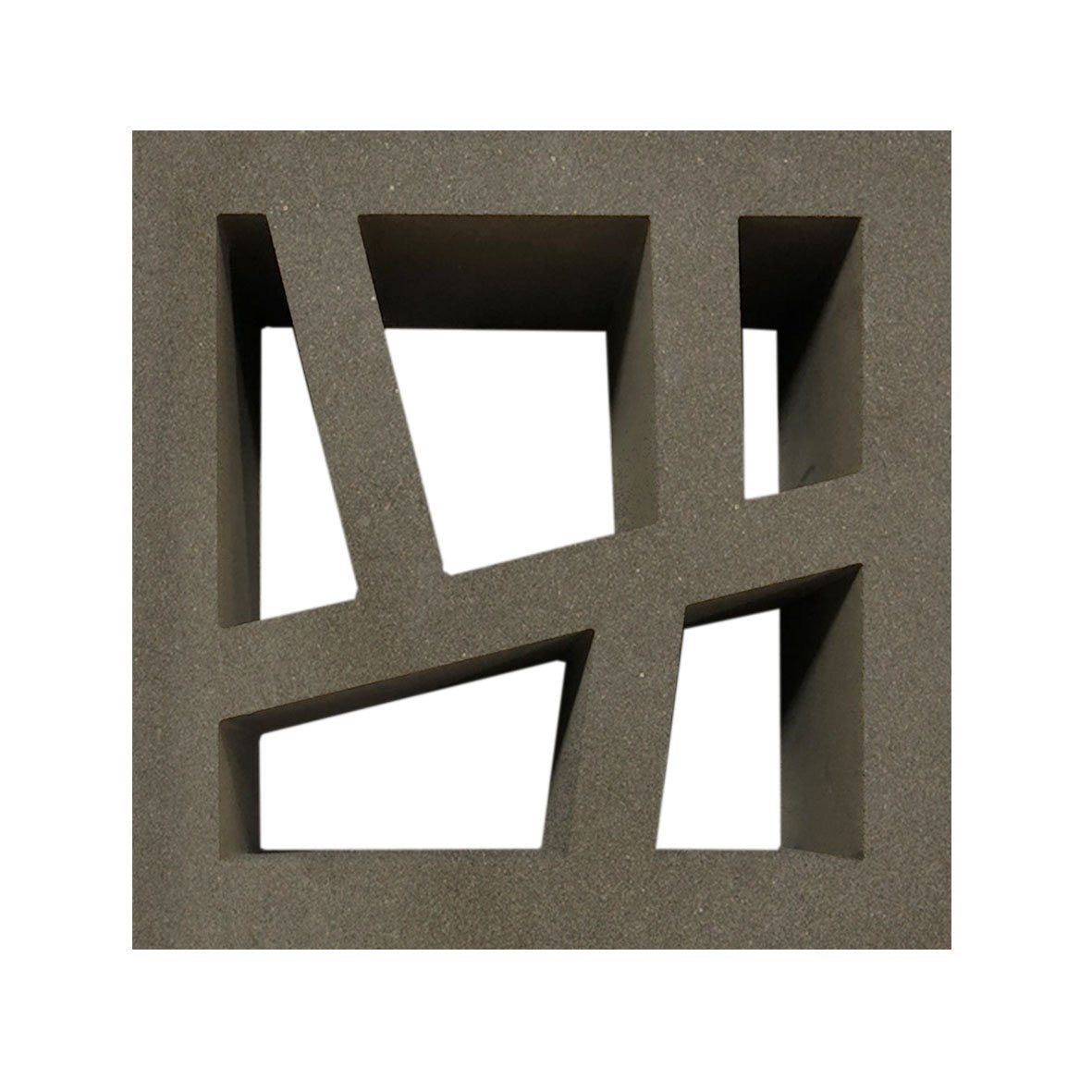 Kyush Sample by New York Cement Tile: square concrete block with four cutouts, ideal for screens or modern partitions.