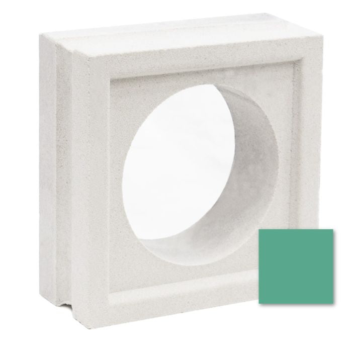 The Large Maldy sample by New York Cement Tile features a large circular center and sage green for mid-century modern style.