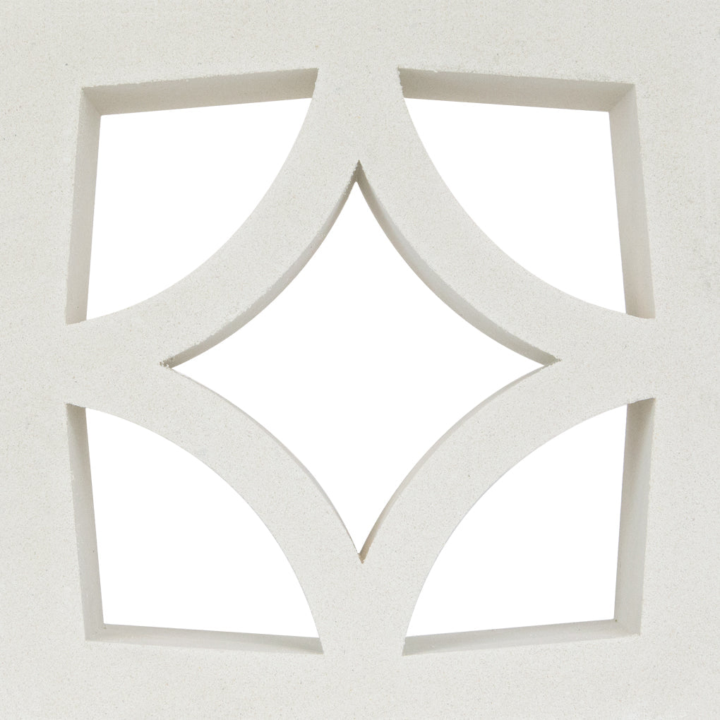 Large Malta, Extra Sample by New York Cement Tile: white screen with four curved cutouts, ideal as privacy or decor partition.