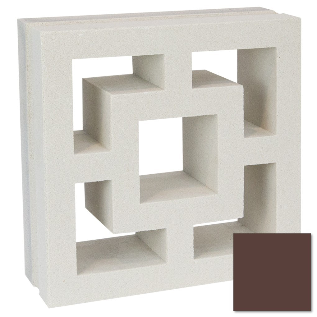 The Large Tong by New York Cement Tile is a geometric breeze block with square cutouts, ideal for decorative privacy screens.