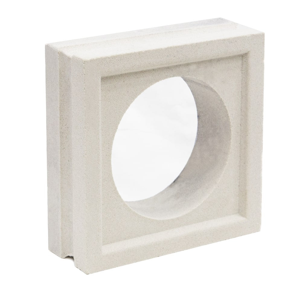 Maldi by New York Cement Tile: square concrete block with large circular hole, perfect for stylish partitions or privacy screens.