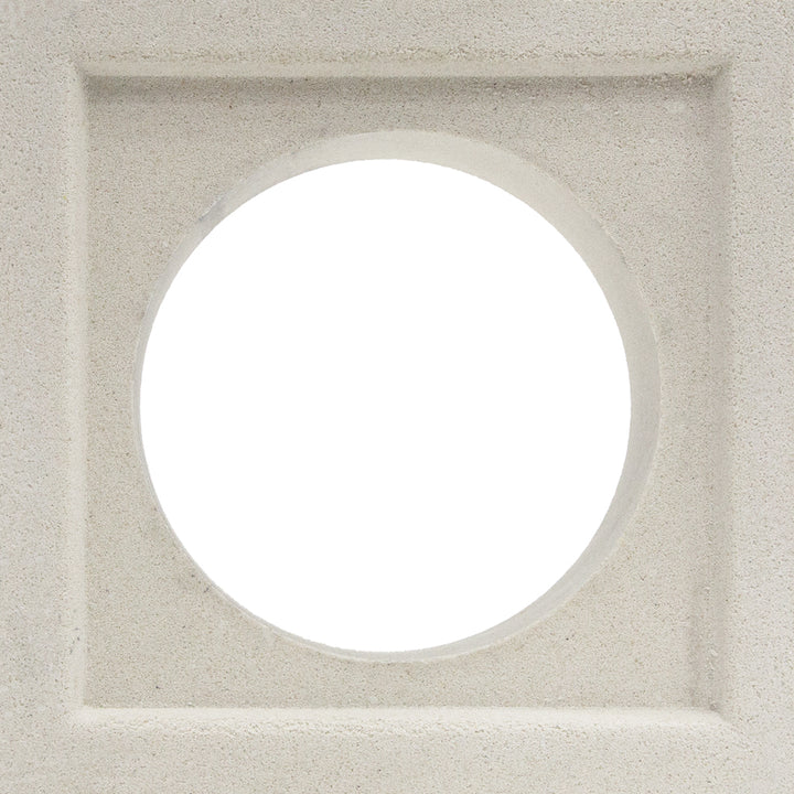 Maldi by New York Cement Tile: a square beige stone with a circular hole, inspired by mid-century modern design.