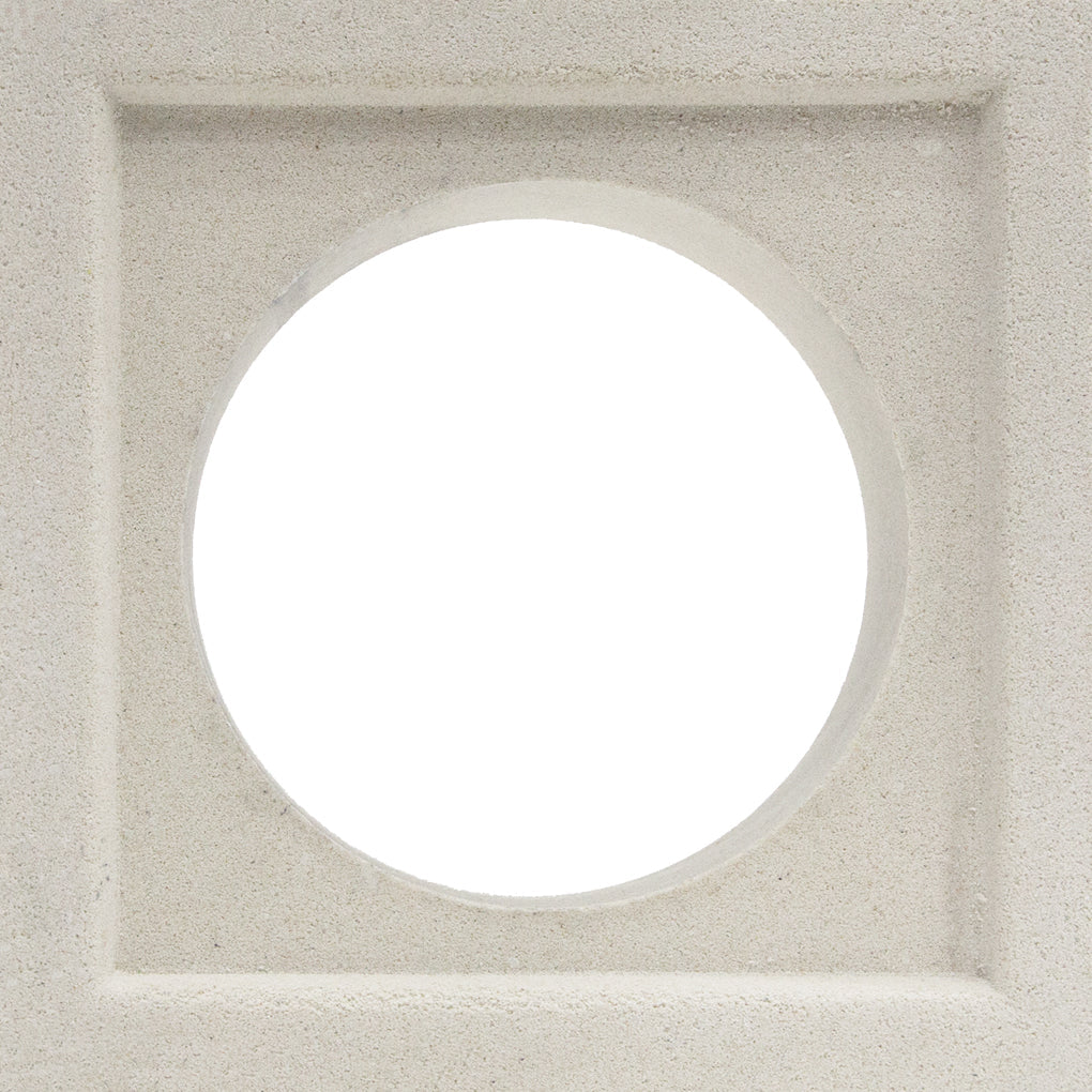 The Maldives - NBB-017 by New York Cement Tile: a square beige stone frame with a large circular hole, extra sample.