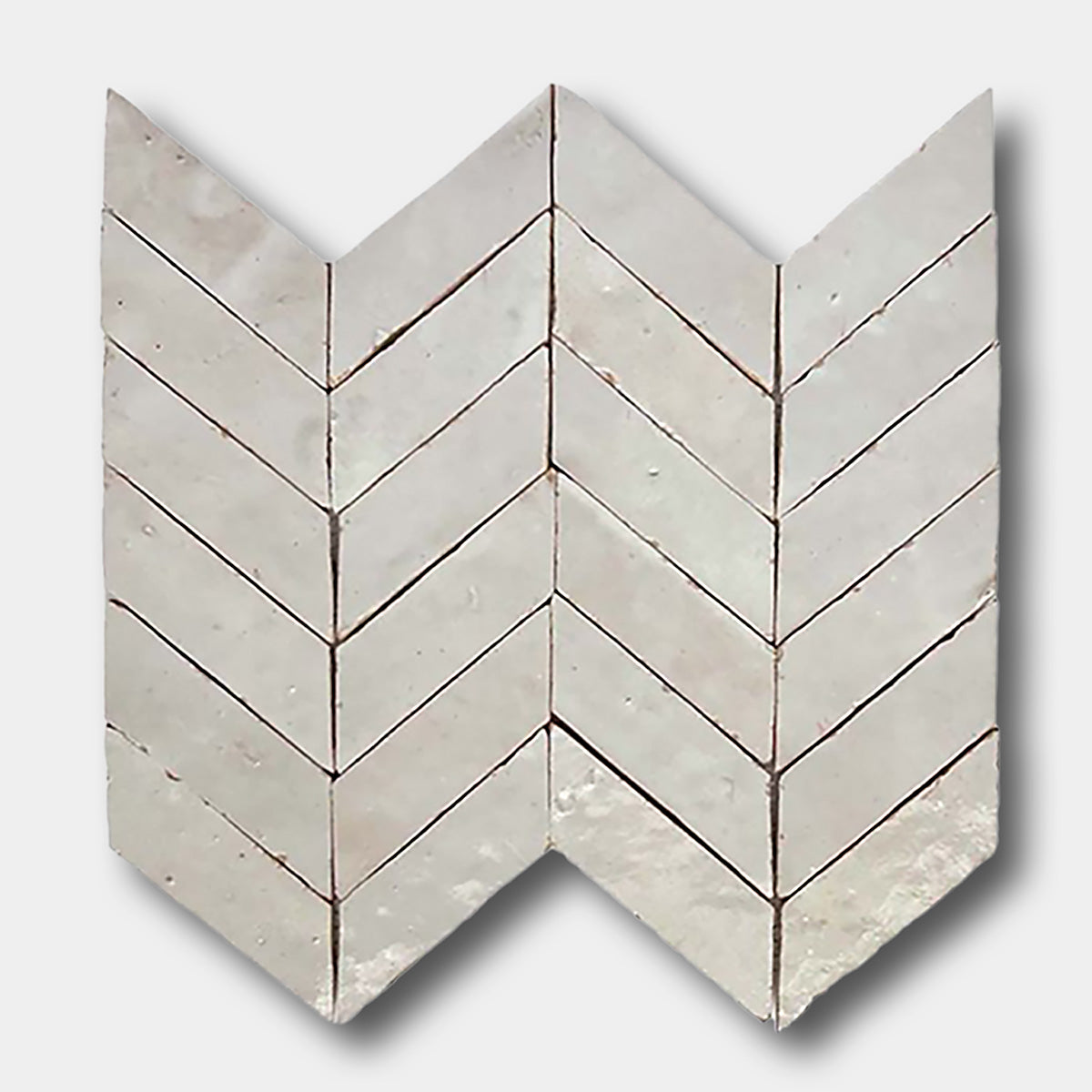 GLAZED ZELLIGE MOSAIC MAT CHEVRONS - Ivory Cloud