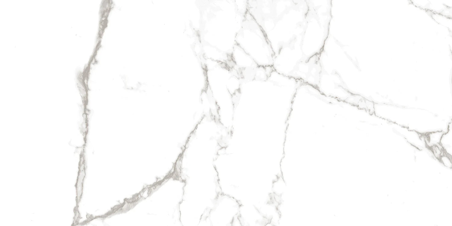 Mila - Sample by New York Cement Tile offers a white marble look with gray veins; a low-maintenance, modern porcelain tile.