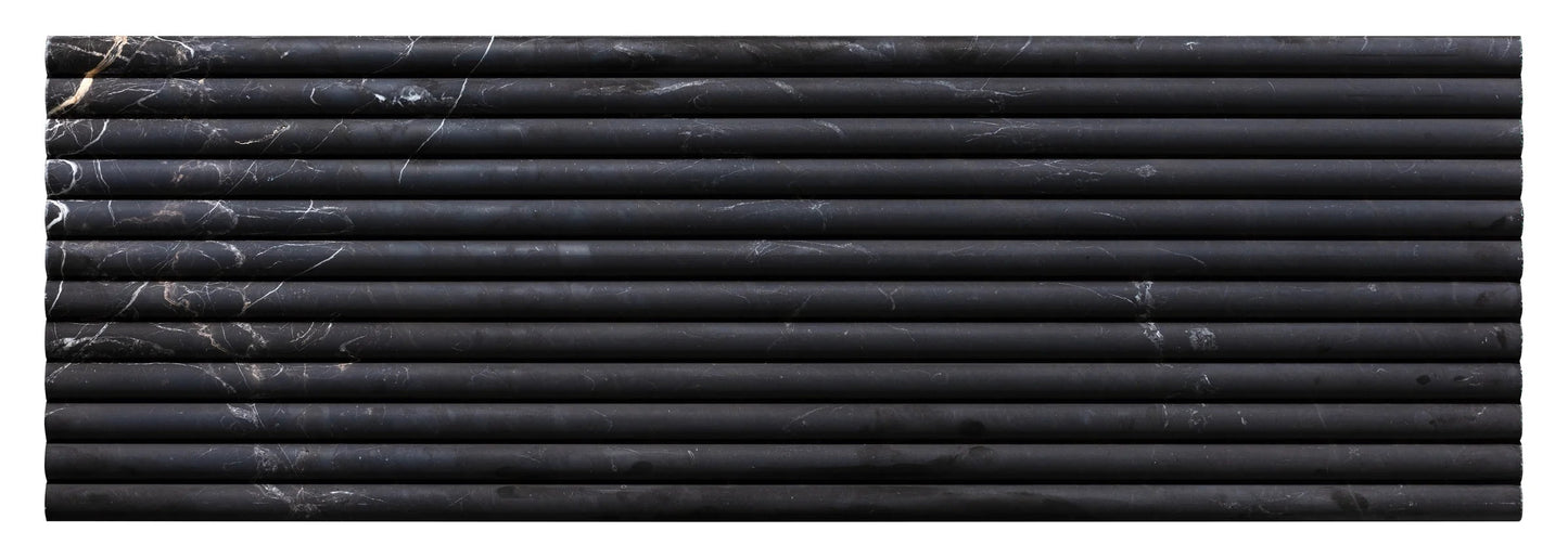 Nero - Sample by New York Cement Tile: black marble slab with grooves and white veining, ideal for luxury tile designs.
