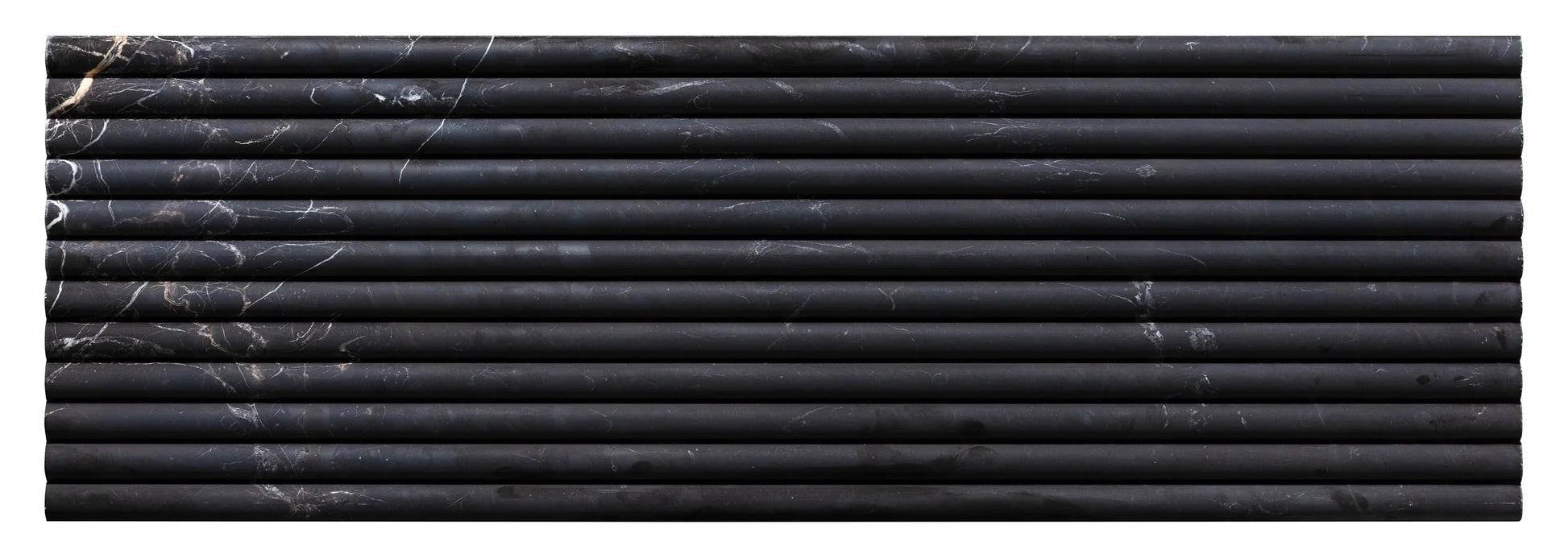 Nero - Sample by New York Cement Tile: black marble slab with grooves and white veining, ideal for luxury tile designs.
