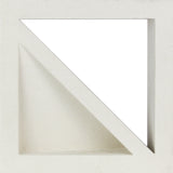 Large Bermy Sample by New York Cement Tile: a white breeze block with diagonal cut, creating a triangular decorative opening.