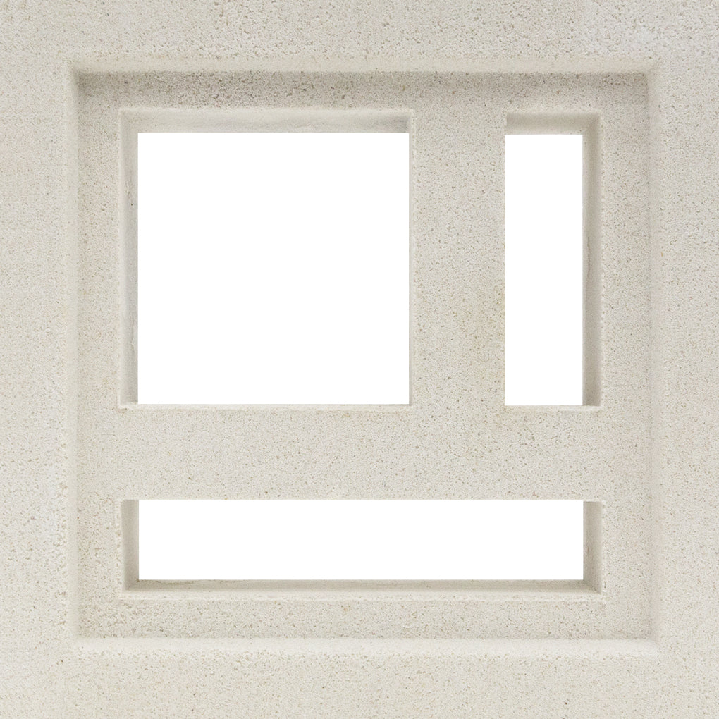 The Katai Sample by New York Cement Tile is a beige concrete wall tile with three rectangular cutouts and a minimalist look.
