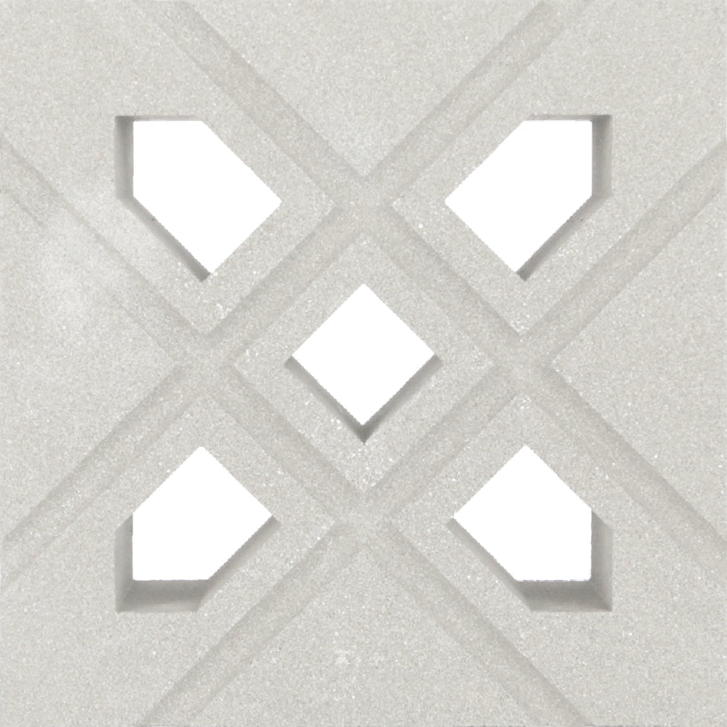 Lanai - NBB-026 by New York Cement Tile: a white textured tile with geometric cutouts, ideal for decorative partitions.