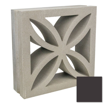 Large Ibiza - NBBL30-011 extra sample by New York Cement Tile: petal-cutout breeze block, dark square sample shown.