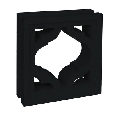 The Mykonos - NBB-022 Extra Sample by New York Cement Tile is a black, square tile with a geometric arabesque cutout pattern.
