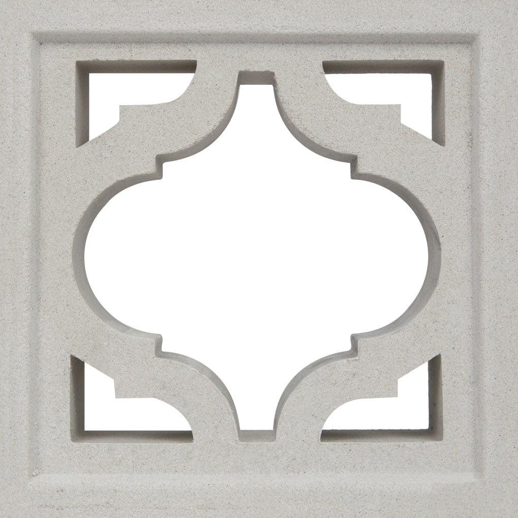 The Myko breeze block by New York Cement Tile features a quatrefoil cutout—ideal for mid-century modern partitions.