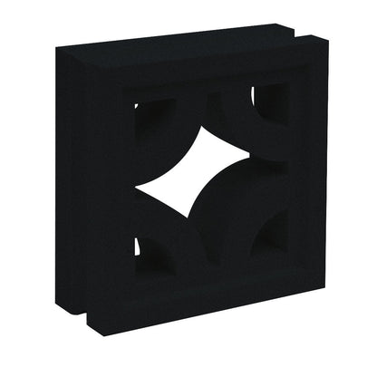 The Samoa - NBB-005 Extra Sample by New York Cement Tile is a black, square breeze block with a diamond-shaped opening.