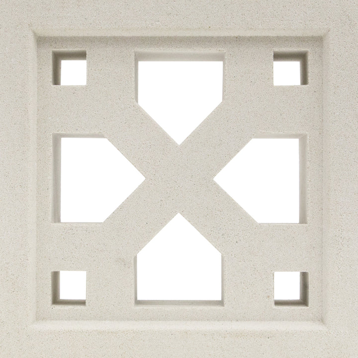 The Tahit breeze block by New York Cement Tile features a geometric cutout, perfect for mid-century decorative partitions.