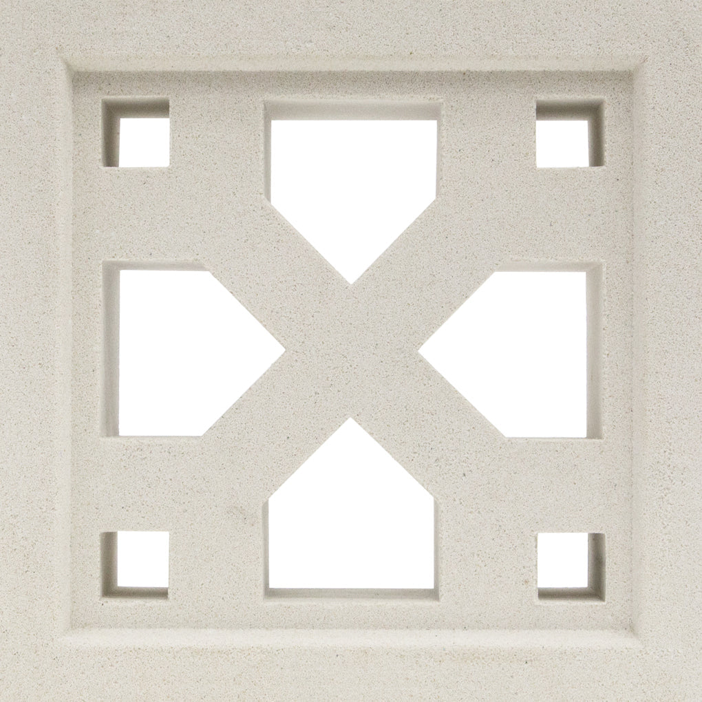 Tahiti - NBB-003 by New York Cement Tile: White breeze block with X-shaped cutout, perfect for mid-century accents.