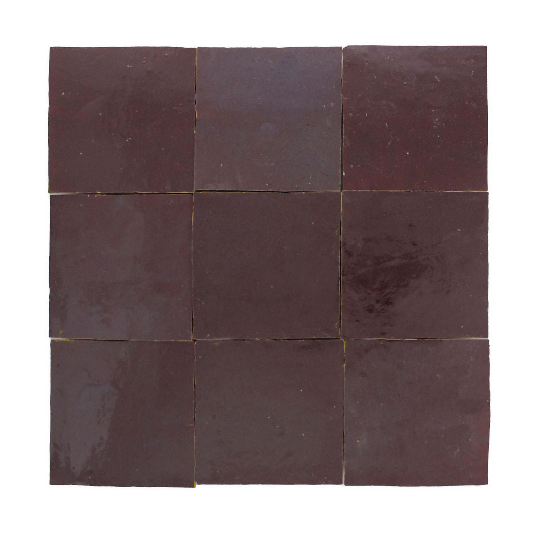 Nine Deep Plum 2X2 tiles by New York Cement Tile, arranged 3x3, shown on a white background.