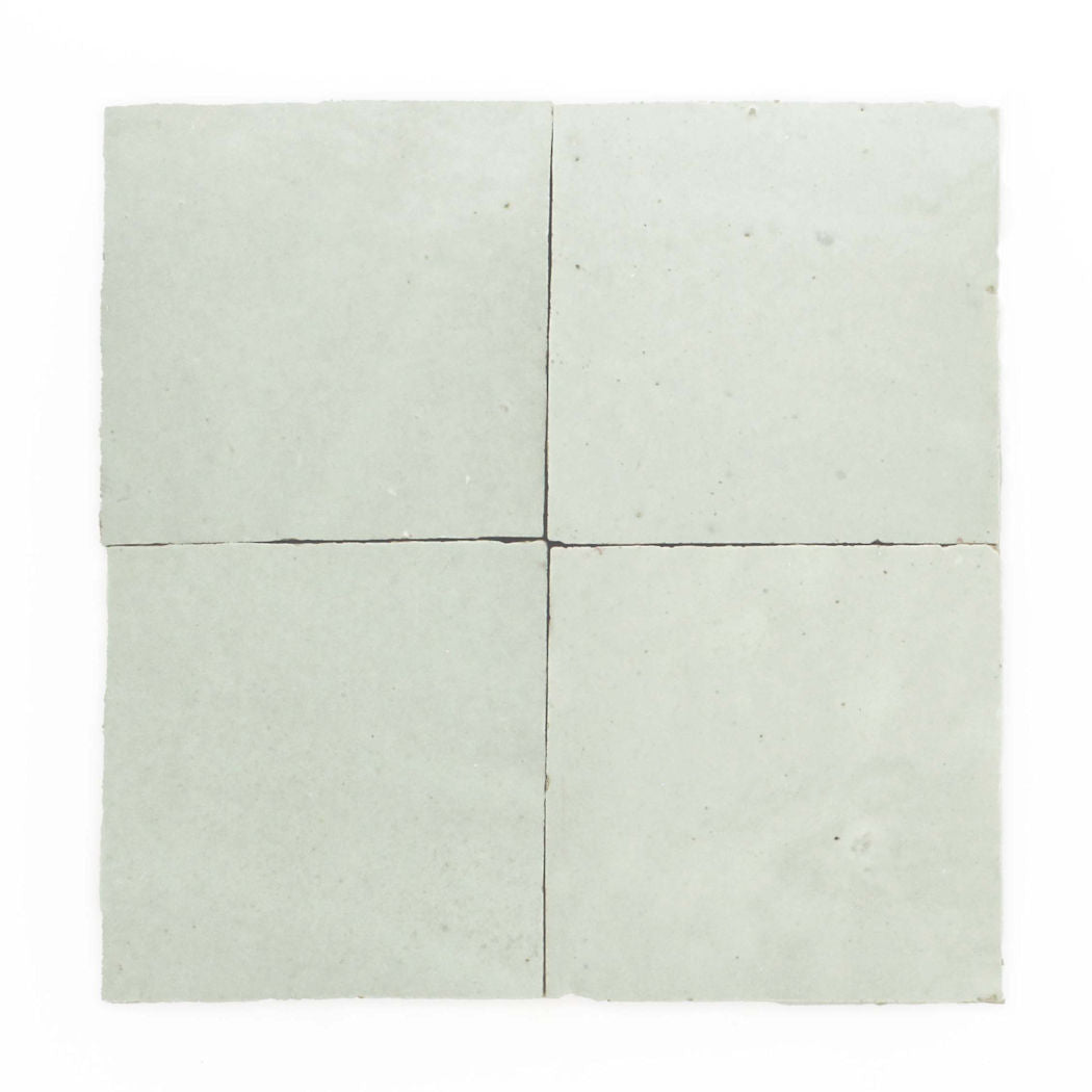 Four Mint Frost, Extra Sample tiles from New York Cement Tile in a 2x2 grid on a white background.