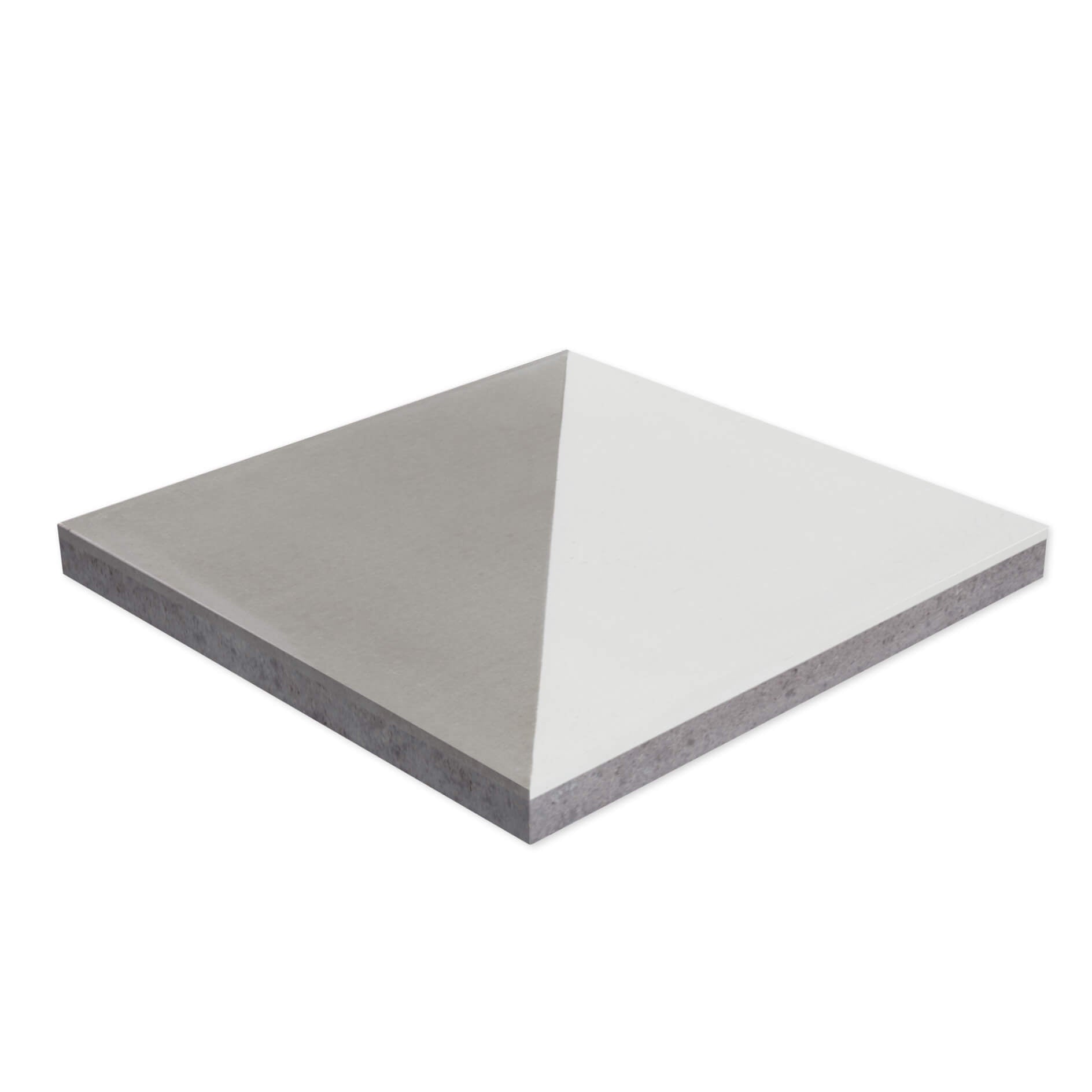 The N20-139 Soft Slate & White by New York Cement Tile is a square tile split diagonally in gray and white—eco-friendly style.