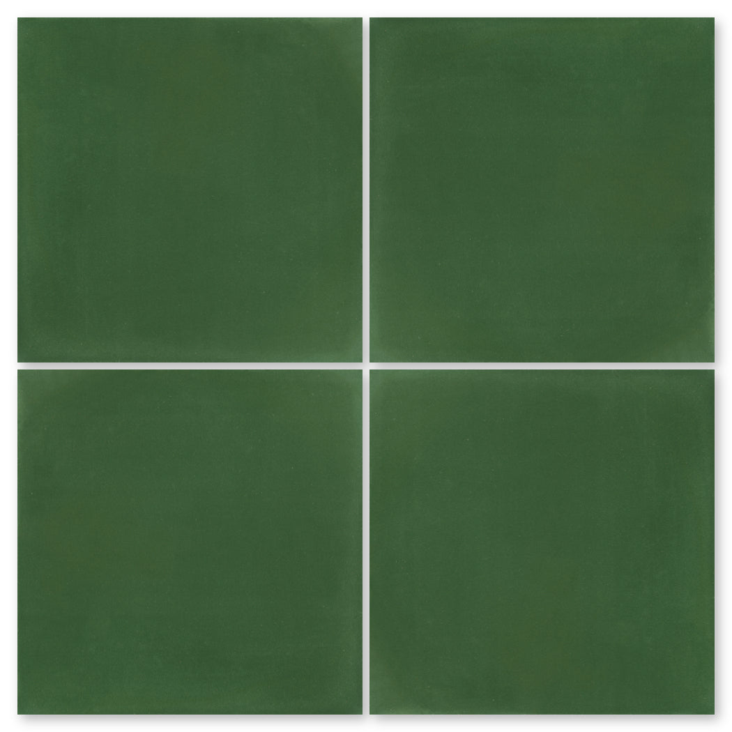 Four green 4x4 tiles (3343-Solid) by New York Cement Tile, set in a 2x2 grid with thin white lines between each.