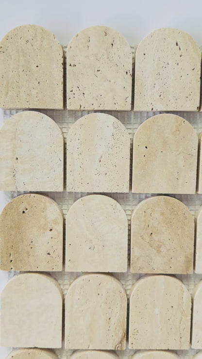 Scarpa I Travertine Arch Mosaic Marble Mesh, Sample
