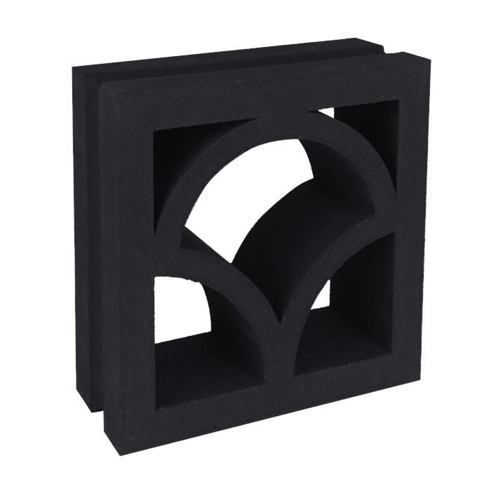 The Seychelles Extra Sample by New York Cement Tile is a black square block with geometric arches and curves for mid-century style.