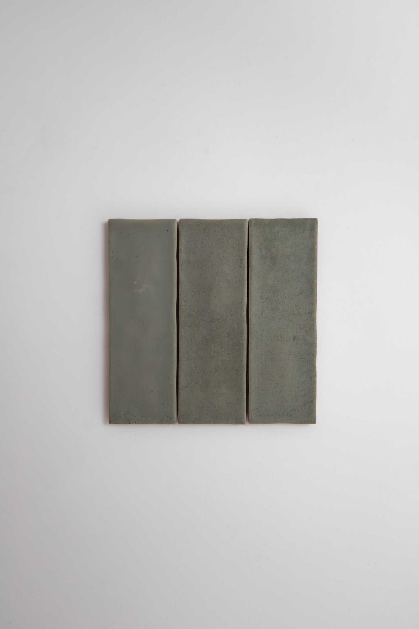 Three Skye Green, Extra Sample tiles by Cottage Ivy are arranged side by side on a plain white background.