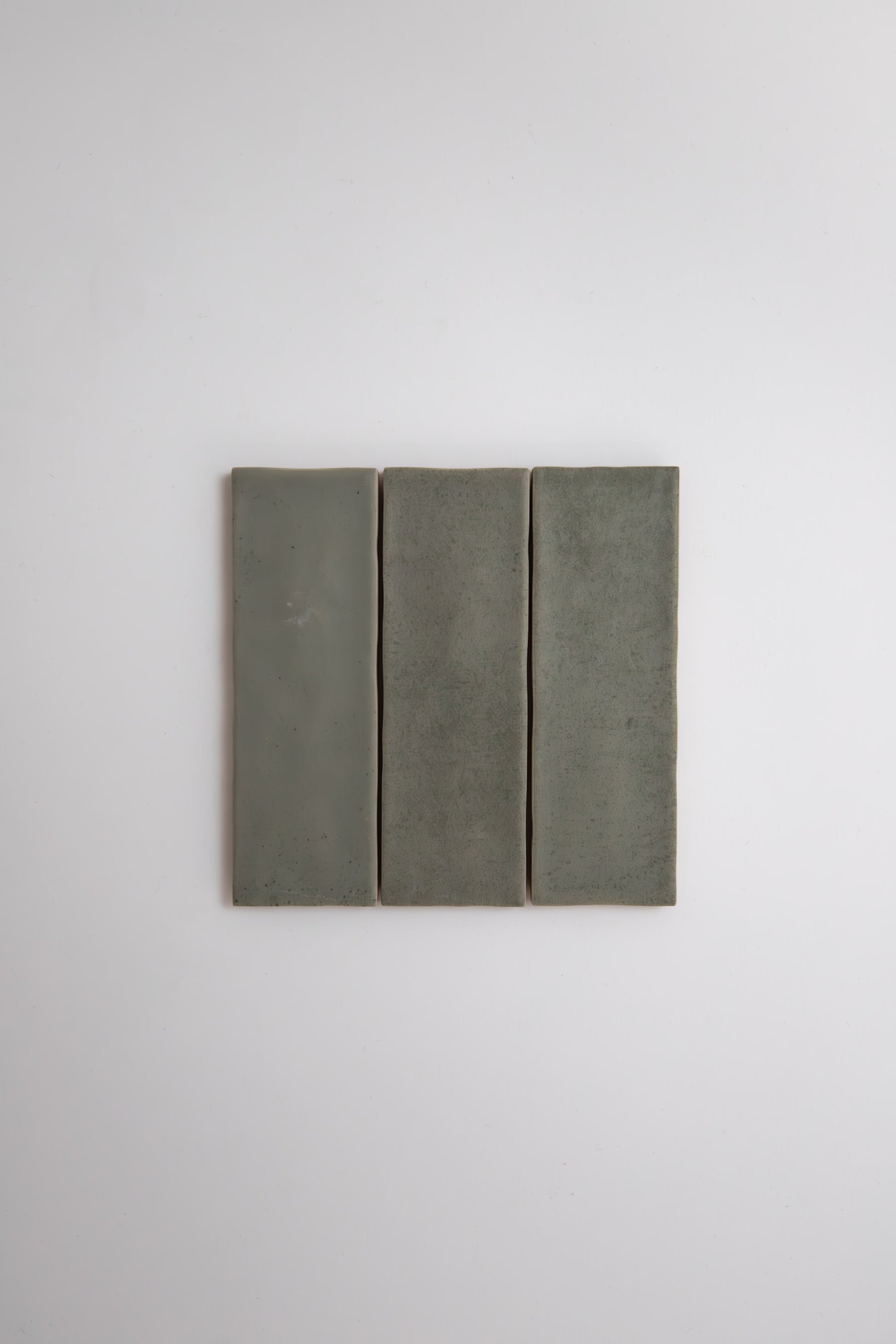 Three Skye Green, Extra Sample tiles by Cottage Ivy are arranged side by side on a plain white background.