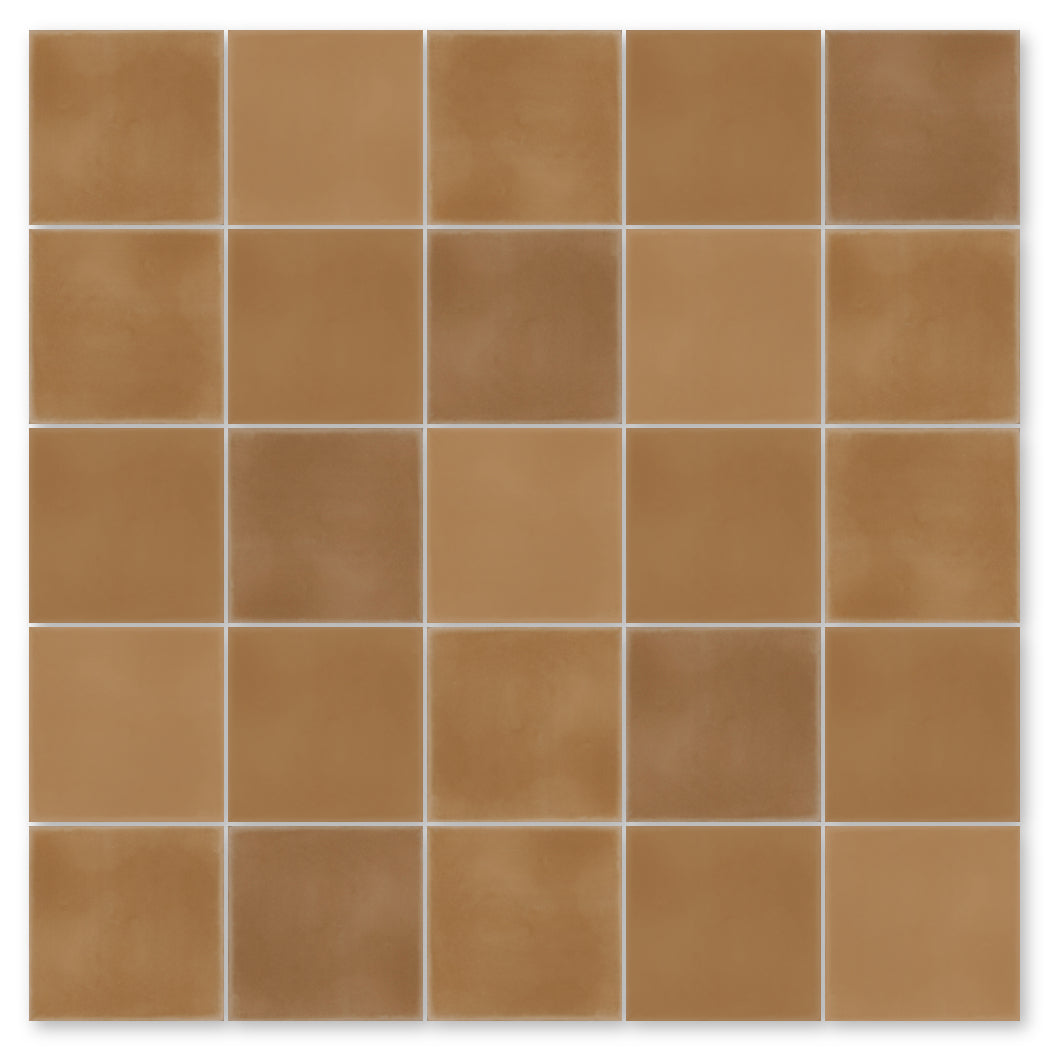 The 6608-Solid 8x8 tile by New York Cement Tile features a simple brown grid pattern with white grout lines.