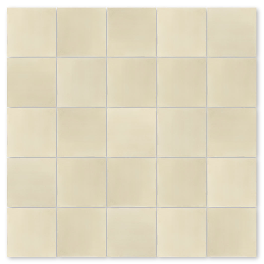 A 5x5 grid of 25 light beige 1103-Solid tiles by New York Cement Tile is arranged in a square pattern.