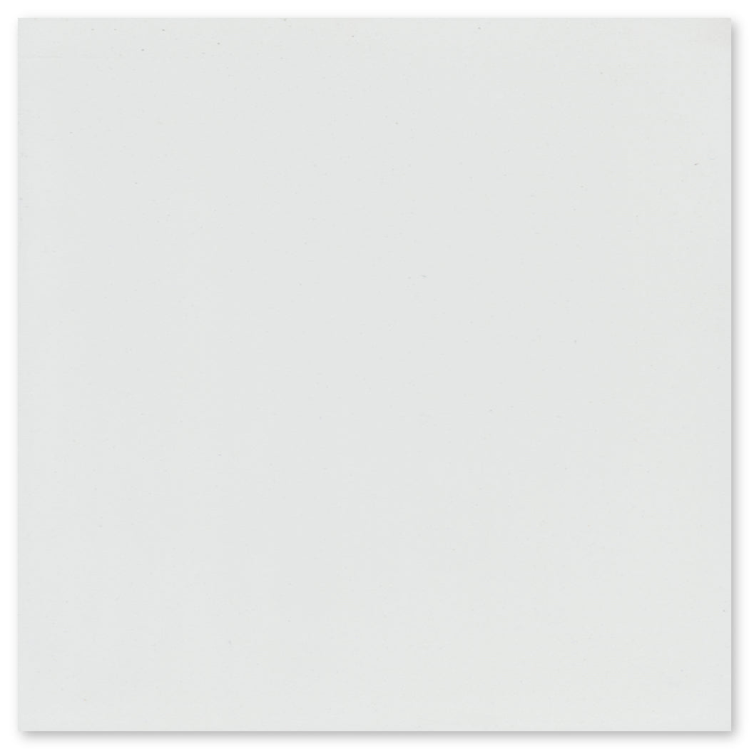 A plain white 4x4 tile sample by New York Cement Tile, with a smooth, unmarked surface.